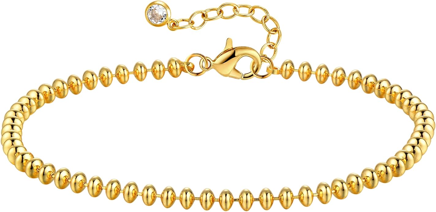 MTMY Gold Chain Bracelet for Women 14K Gold Plated Dainty Bracelets with Adjustable Chain Cute Bracelet Gold Trendy Jewelry