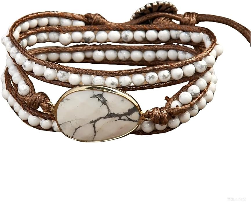 ZOSOJONA Boho Wrap Bead Bracelet for Women - Handmade Adjustable Natural Stone Beaded Bracelets Rope Yoga Healing Bracelet Bangle Hippie Jewelry