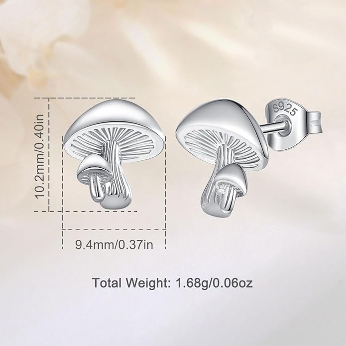 INFUSEU Sterling Silver Cute Stud Earrings Cat Frog Mushroom Bunny, Small Gifts for Women Teen Girls Animal Lovers