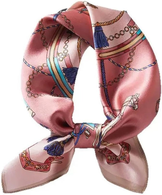 ANDANTINO 100% Pure Mulberry Silk Small Square Scarves -21'' x 21''- Digital Printed Neckerchief –Women Men Lightweight Scarf