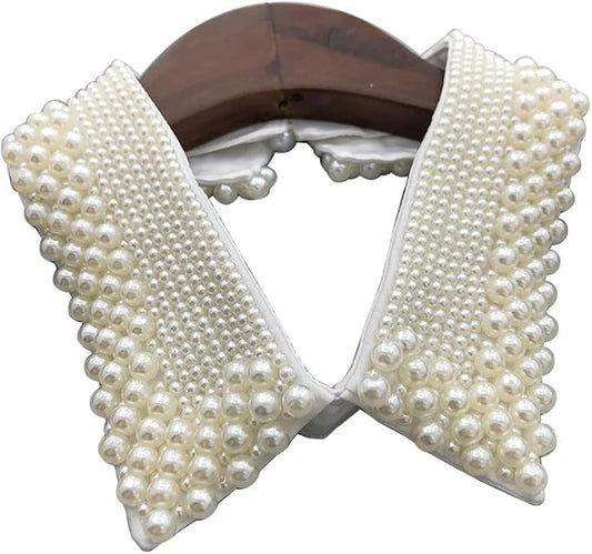 Statement Necklace for Women Girls Simulated Pearl Beaded Bib Detachable False Collar Choker Necklaces Clothing Accessory