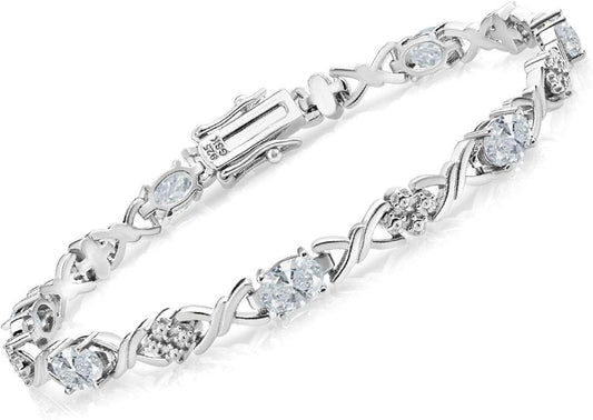 Gem Stone King 2-4 Cttw Infinity Link Gemstone Birthstone Tennis Bracelet for Women | 925 Sterling Silver | Oval 6X4MM | 7 Inch with Secure Clasp | Fine Jewelry for Her Mom Wife Anniversary