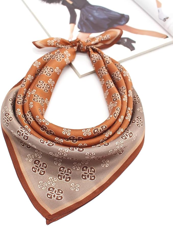 ANDANTINO 100% Mulberry Silk Square Scarf for Hair-25.6" X25.6'' Women Men Natural Silk Neckerchief Digital Printed Headscarf