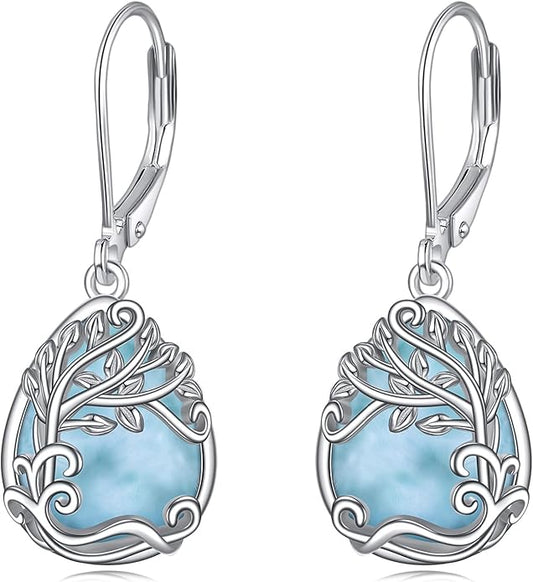 Moonstone Filigree Drop Dangle Teardrop Earrings 925 Sterling Silver Moonstone Leverback Earrings for Women Jewelry Gifts