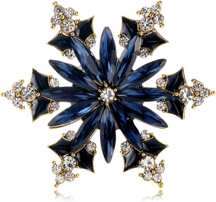 Rhinestone Flower Brooch Pin for Women Red Black Purple Flower Broochs Pin Hat Christmas Brooch Jewelry