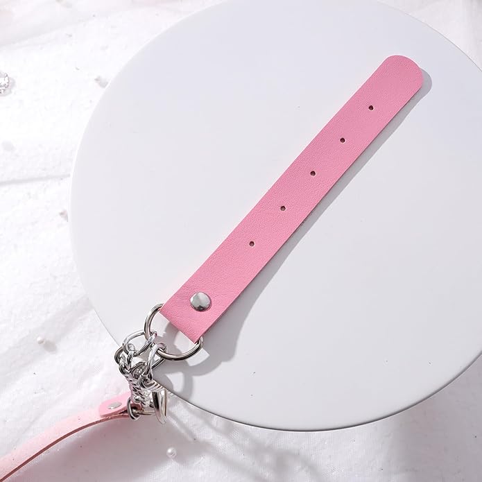 MILAKOO PU Leather Punk Choker Necklaces Circle/Heart Charm Adjustable Collar Necklace for Women