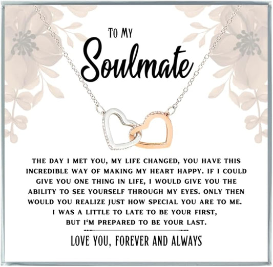 To My Soulmate Necklace For Women, Soul Mate Jewelry for Women, Future Wife Gifts, To My Wife Necklace from Husband, Gifts for Girlfriend, Pendant With Message Card