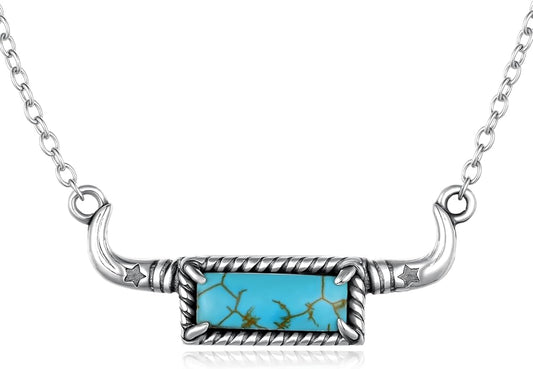 Vintage Genuine Natural Real Turquoise Necklace 925 Sterling Silver Western Turquoise Necklaces Country Jewelry Gift Accessories Stuff Things for The Modern Cowgirl
