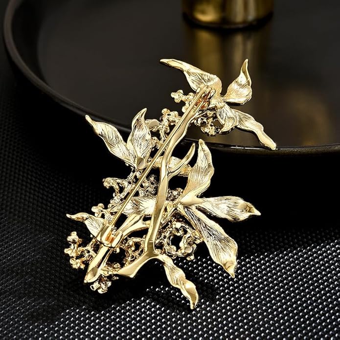 Flower Floral Brooch Pin Pearl Rhinestone Crystal Brooches Pins Scarf Brooch Clip Christmas Lapel Pin Dress Accessories for Women