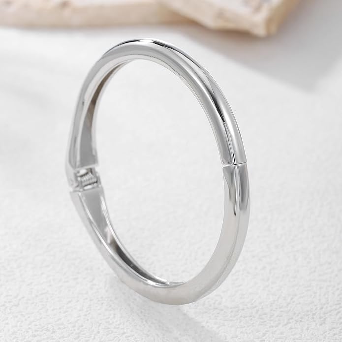 jokcde Chunky Gold/Silver Gold Cuff Bangle Bracelets for Women Trendy Hinged Cuff Open Wide Chunky Gold Bracelet Minimalist Bangle Jewelry Gift