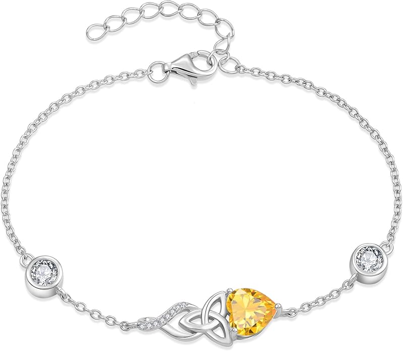 Infinity Celtic Knot Bracelet 925 Sterling Silver Birthstone Bracelet Irish Jewelry Gifts for Women