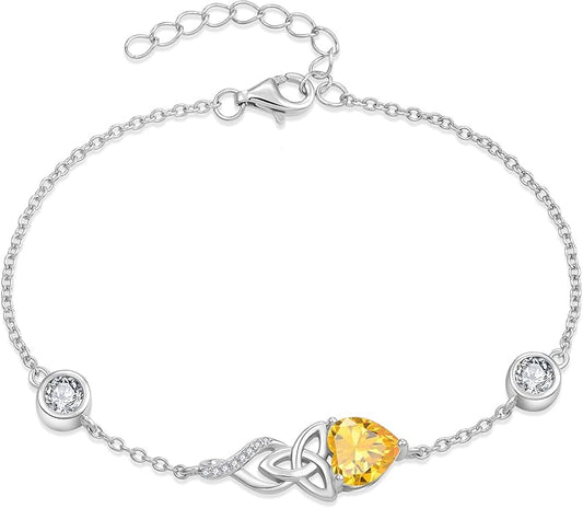 Infinity Celtic Knot Bracelet 925 Sterling Silver Birthstone Bracelet Irish Jewelry Gifts for Women