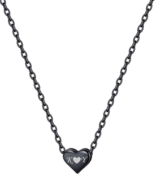 ChicSilver Personalized 925 Sterling Silver Dainty Small Heart/Star/Moon/Dot/Triangle Pendant Necklace for Women, Silver/Gold/Rose Gold/Black (with Gift Box)