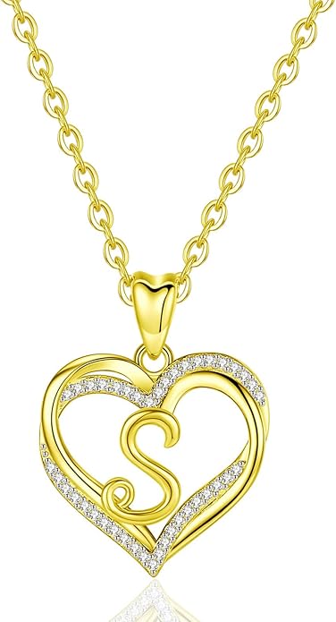 INFUSEU Unique Initial Necklaces for Women Girls Small Heart Letter Jewelry, Meaningful Personalized Gifts