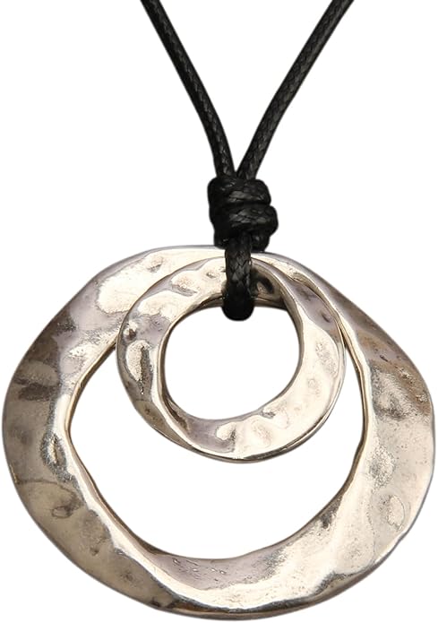 Boho Necklaces for Women Chunky Circle Necklace Layered Boho Circle Leather Choker Necklace Long Vintage Necklaces Bohemian Jewlery Gifts