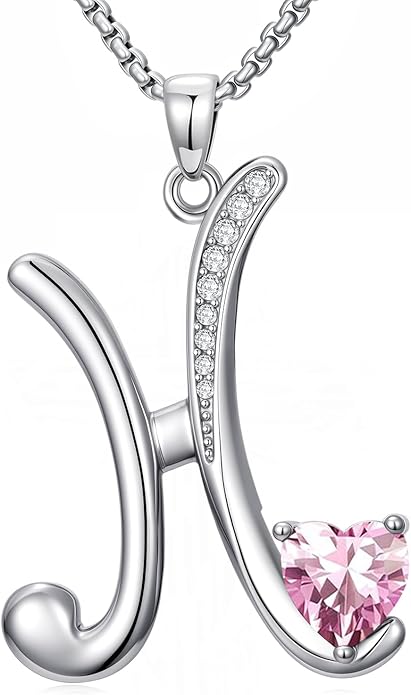 Christmas Gifts for Women Alphabet A to Z Initial Birthstone Pendant Necklaces for Women - 18k White Gold Plated Personalized Name Jewelry Valentine Mothers Day Birthday Gifts for Women Her Girlfriend
