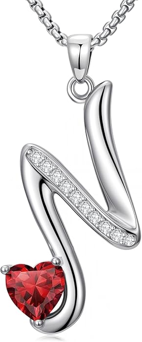 Christmas Gifts for Women Alphabet A to Z Initial Birthstone Pendant Necklaces for Women - 18k White Gold Plated Personalized Name Jewelry Valentine Mothers Day Birthday Gifts for Women Her Girlfriend