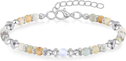 Moonstone Beaded Bracelet for Women - Calming & Empowering Healing Crystal Jewelry, Adjustable Chakra Balancing Gift for Mom, Sister, Daughter - Birthday Christmas