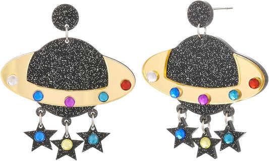 Madison Tyler 80s 90s Earrings for Women | Fun UFO Alien Earrings Space Earrings for Women