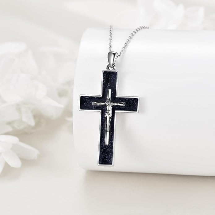 YFN Cross Necklace Sterling Silver Religious Cross Pendant Jewelry Christian Gifts for Women Men