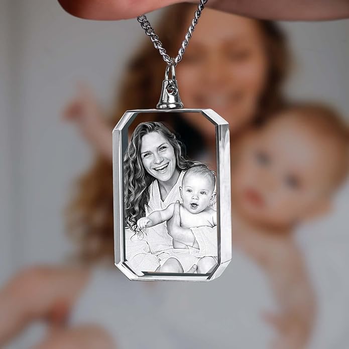 ArtPix 3D Crystal Photo Custom Necklace, Personalized Valentines Day Gift for Women, Men, Her, Him