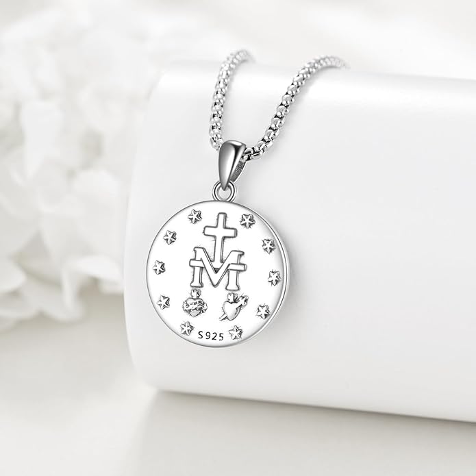 YFN Patron Saint Necklace Sterling Silver Amulet Medal Pendant Religious Protector Jewelry Gifts for Women Men