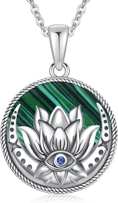 Evil Eye Necklace for Women 925 Sterling Silver, Protection Necklace with Blue Evil Eye Charm, Evil Eye/Lotus Pendant Jewelry, Birthday Christmas Gifts for Her