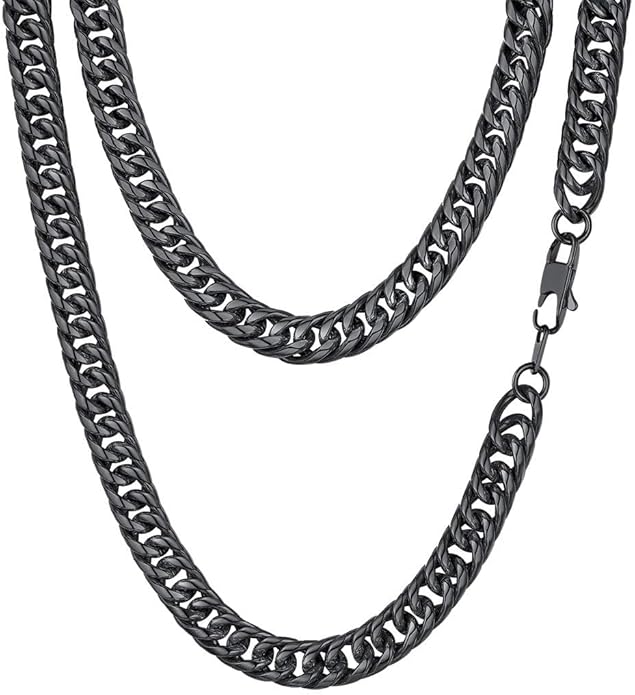 FindChic Men Curb Chain Necklace 18K Gold Plated/Stainless Steel/Black Chunky Double Tight Cuban Link Hip Hop Neck Chains for Men Boys 3.5MM/5MM/6MM/7MM/9MM/12MM 14''-30'' 8 Length Options (Send Gift Box)