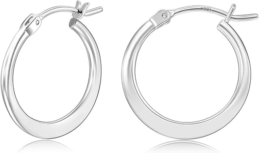 Gacimy Flattened 14K Gold Plated Hoop Earrings for Women, 14K Real Gold Plated Hoops with 925 Sterling Silver Post,Hypoallergenic Lightweight Earring