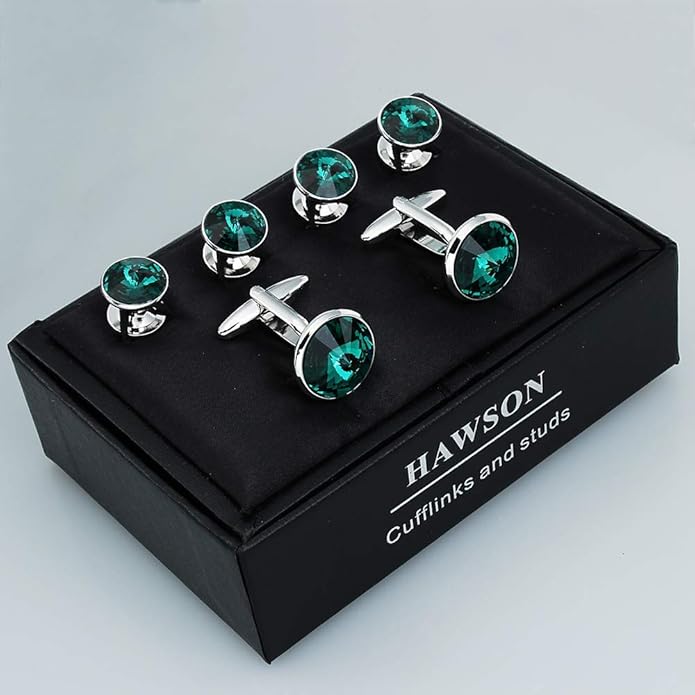 HAWSON Cufflinks for Men with 4/6 pcs Shirt Studs Set, Gift Box Packed, Mens Jewelry or Accessories for Wedding, Party, Anniversary, Birthday