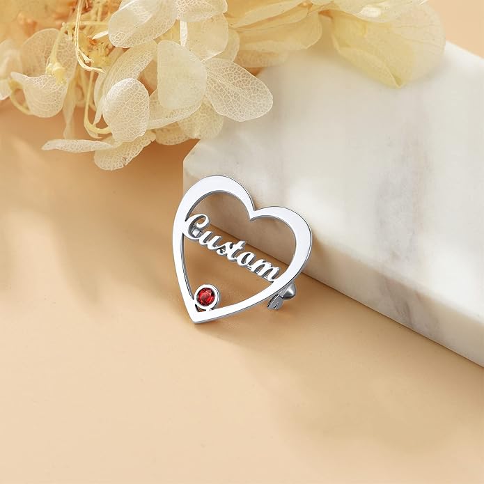 Custom4U Custom Name Pin Personalized Brooch Pins for Women Men Stainless Steel Name Tag with Letters/Initials - Silver/Gold/RoseGold/Black Customized Jewelry Gifts for Birthday Wedding Business Party