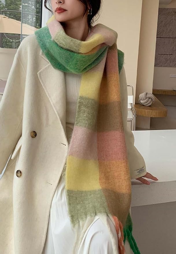 Wander Agio Winter Women Warm Scarf Long Shawl Large Scarves Cold Weather Thick Blanket Scarfs Colorful Plaid