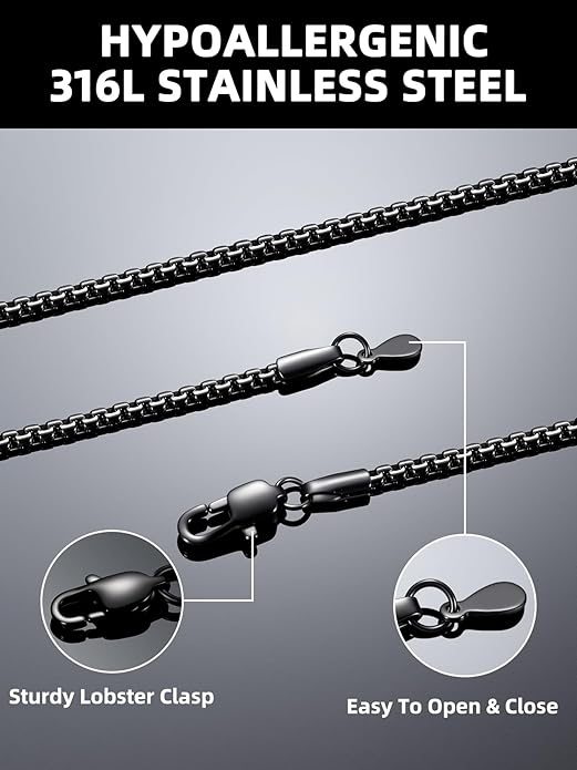 Bestyle 18K Gold Plated/Silver/Black Chain for Men, Hypoallergenic 2/4/6/8mm Stainless Steel Flat Link Chain Necklace for Men & Women Hip Hop Jewelry, 14-30"
