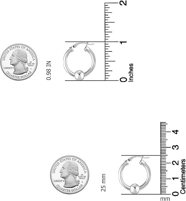 LeCalla 925 Sterling Silver Beaded Ball Hoop Earrings | Lightweight Sleeper Bead Ball Earring Hoops | Cape Style Hoop Earrings for Women