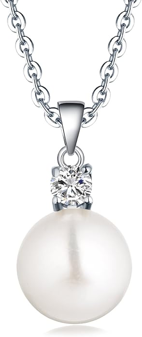 925 Sterling Silver Freshwater Cultured Pearl Pendant Necklace JO WISDOM Jewelry for Women,Girls