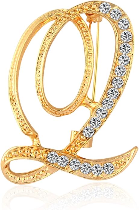 BeeGift Letter Brooch Pins Initial Rhinestone Brooch for Women Crafts,Rhinestone Crystal Lapel Pin Brooches Gold A-Z 26 Letters
