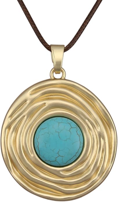 Boho Necklaces for Women Chunky Circle Necklace Layered Boho Circle Leather Choker Necklace Long Vintage Necklaces Bohemian Jewlery Gifts