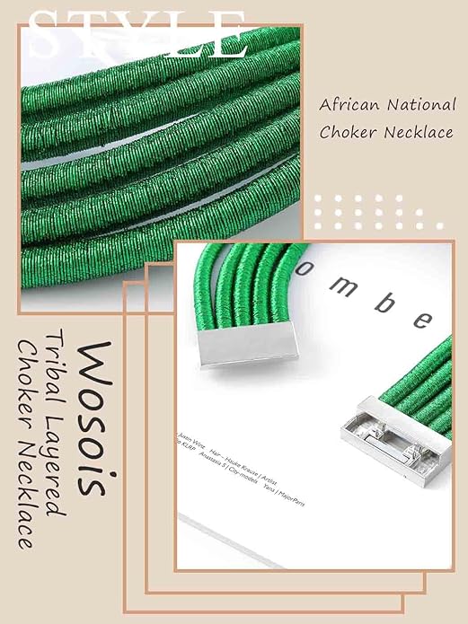 African Choker Necklace Gold Rope Weave Collar Layered Boho Tribal Chokers Multilayer Statement Party Jewelry Accessories for Women