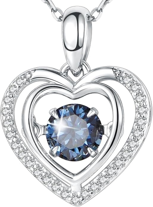 Gem's Beauty Silver Heart Necklace for Women - 925 Silver Moissanite Pendant, Dainty Dance Gift for Her, Mom, Wife |Christmas/Anniversary/Valentine’s Birthstone Jewel
