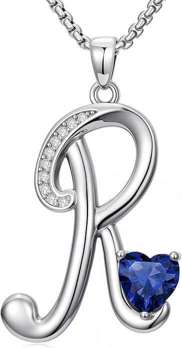 Christmas Gifts for Women Alphabet A to Z Initial Birthstone Pendant Necklaces for Women - 18k White Gold Plated Personalized Name Jewelry Valentine Mothers Day Birthday Gifts for Women Her Girlfriend