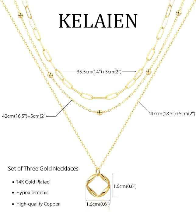Layered Gold Silver Necklace for Women Non Tarnish,Dainty Choker Statement Chunky Necklace Stack Charm Pendant Chain Necklace Set 14K Gold Plated Long Stacked Womens Necklaces Trendy Jewelry Gift
