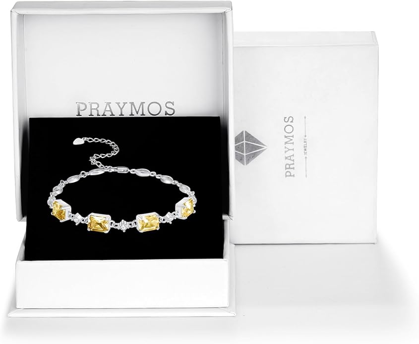 PRAYMOS Birthstone Bracelets for Women Mom Mother's Grandma Sterling Silver Women's Bracelets Birthstone Jewelry Gifts