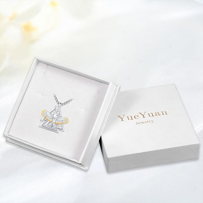 YueYuan Viking Necklace for Men 925 Sterling Silver Rune Amulet Pendant Nordic Necklace Viking Jewelry Gift for Father Husband Son