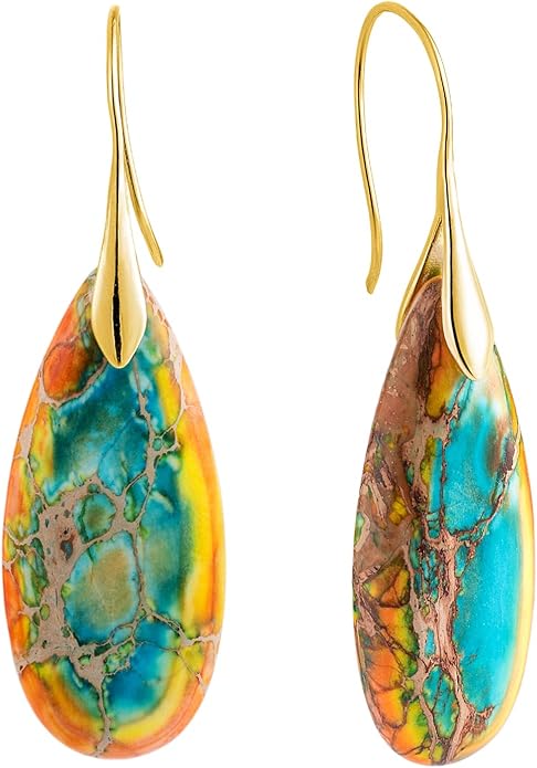 SELOVO Stone Fishhook Dangle Drop Earrings Statement Earrings for Women Stone