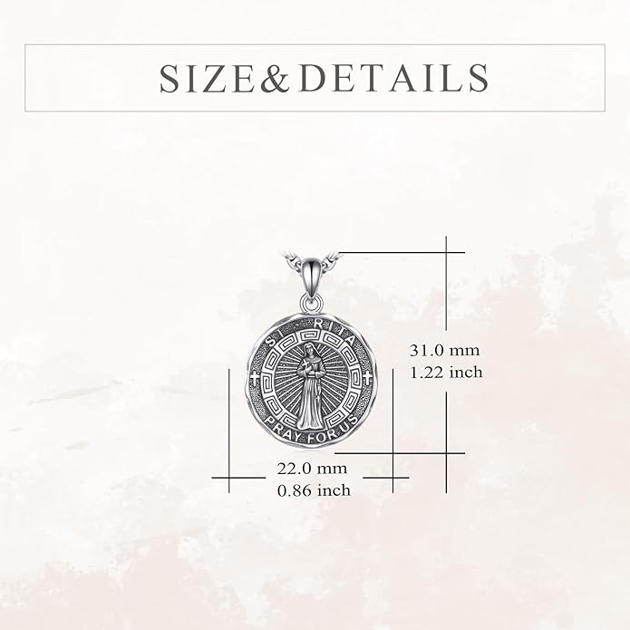 YFN Patron Saint Necklace Sterling Silver Amulet Medal Pendant Religious Protector Jewelry Gifts for Women Men