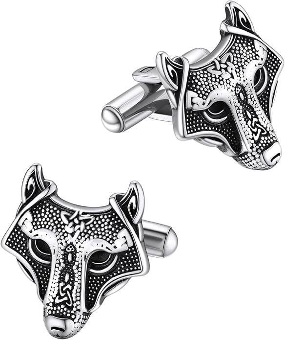 FaithHeart Mens Cufflinks, Norse Viking Tuxedo Shirt Cuff Links, Stainless Steel Cuff Links and Shirt Studs, Gift Box