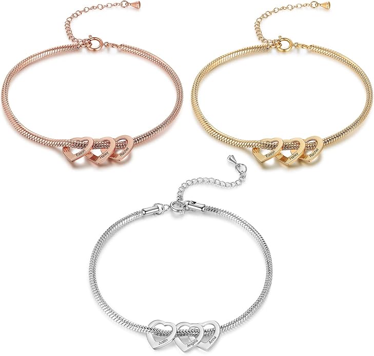 Personalized Anklets for Women Adjustable Silver Gold Anklets with Heart Name Initial Ankle Bracelets for Women Jewelry Gifts for Mom Her