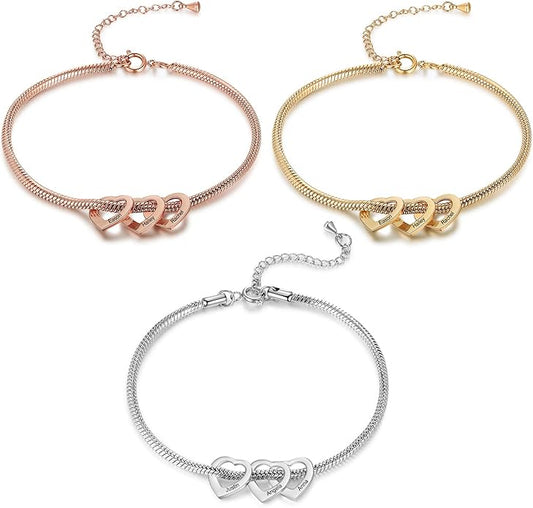 Personalized Anklets for Women Adjustable Silver Gold Anklets with Heart Name Initial Ankle Bracelets for Women Jewelry Gifts for Mom Her