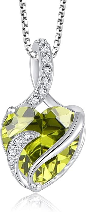 FJ Infinity Birthstone Necklace 925 Sterling Silver Love Heart Pendant Jewelry Gifts for Women