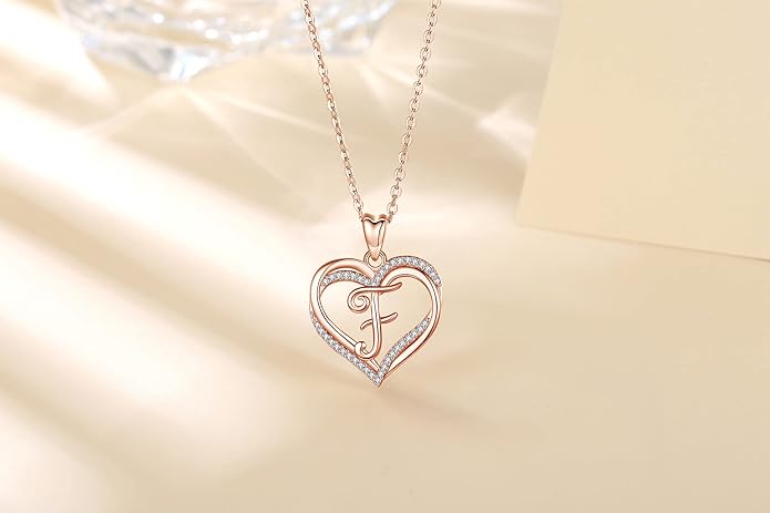 INFUSEU Unique Initial Necklaces for Women Girls Small Heart Letter Jewelry, Meaningful Personalized Gifts